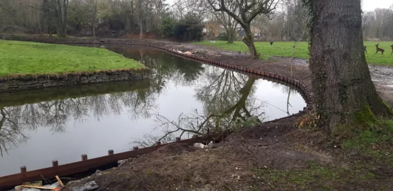 e1 Réalisation d’un étang, digue en bois…